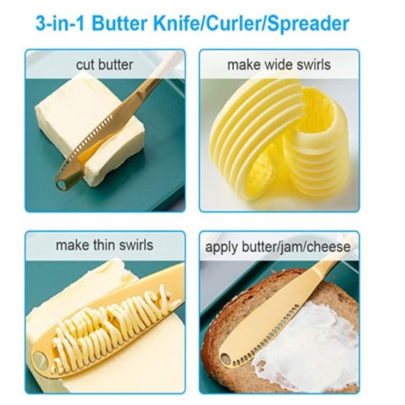 GOLD STAINLESS STEEL BUTTER SPREADER KNIFE - Picture 7 of 10
